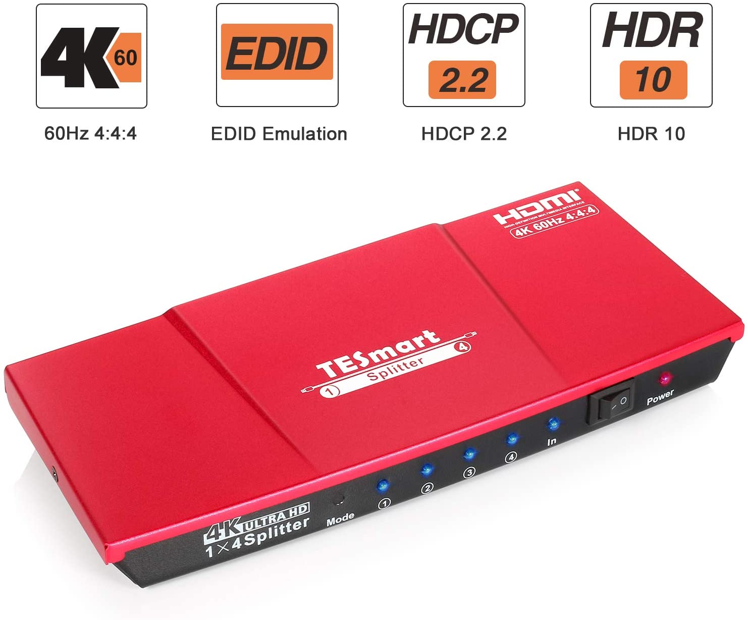 موزّع HDMI 1x4 Waveshare HDMI-SPLITTER-1IN-4OUT بدقة 4K